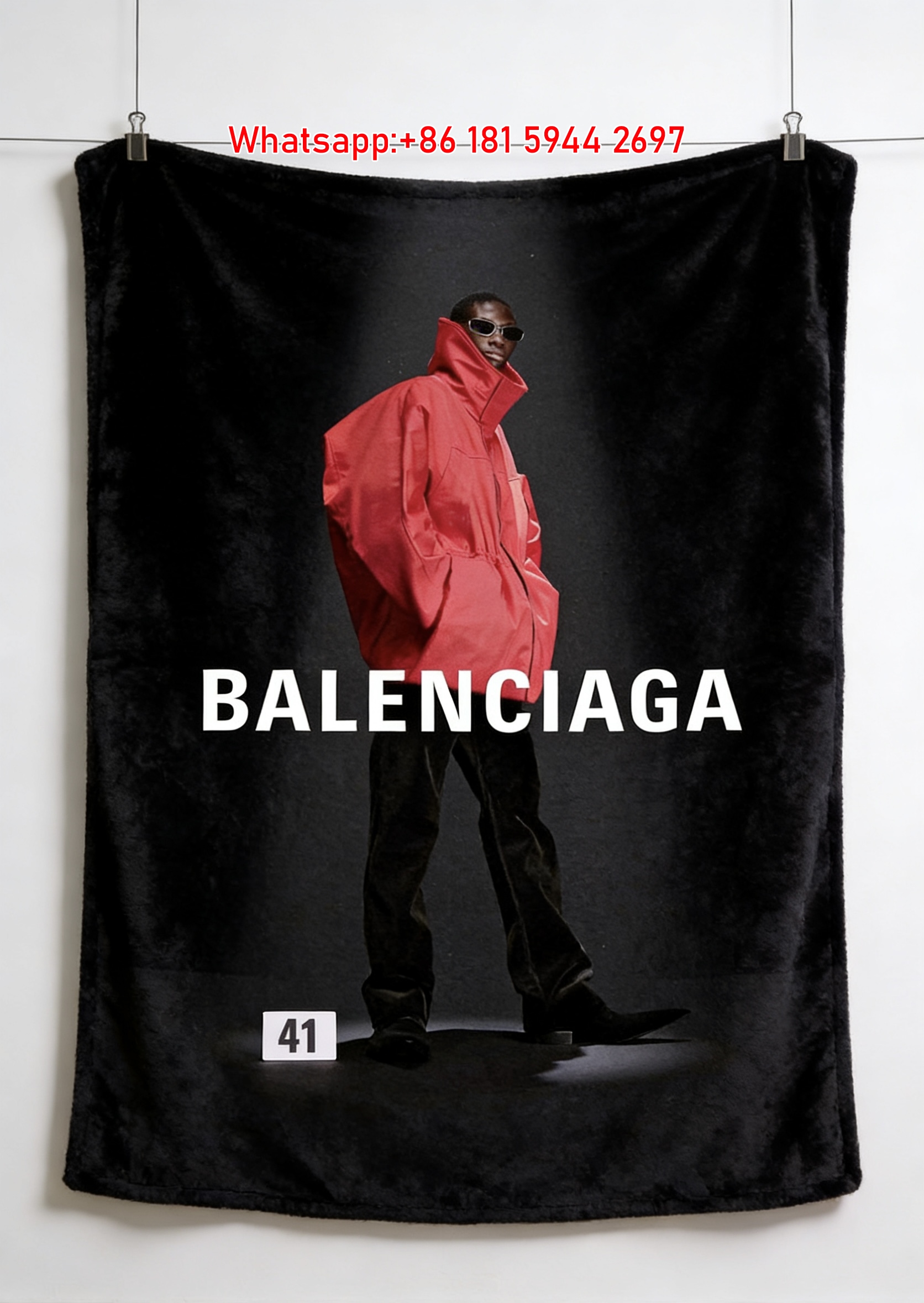 Balenciaga Bold Red Flannel Throw Blanket for Sofa and Wall Decor BA479